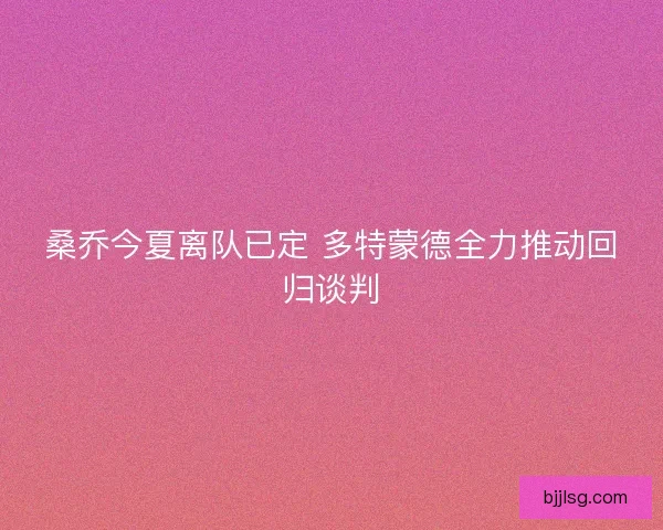 桑乔今夏离队已定 多特蒙德全力推动回归谈判