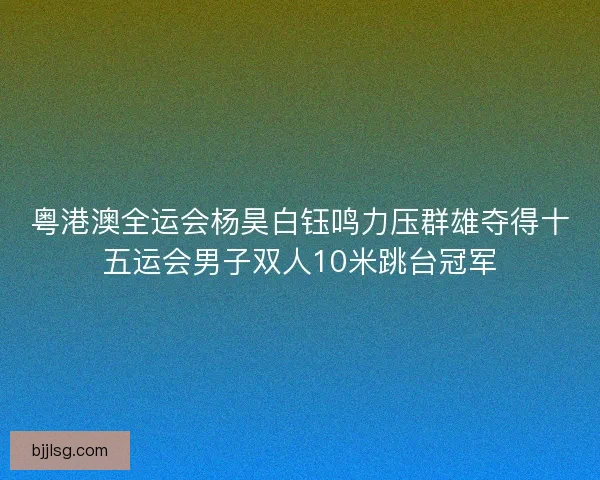 粤港澳全运会杨昊白钰鸣力压群雄夺得十五运会男子双人10米跳台冠军