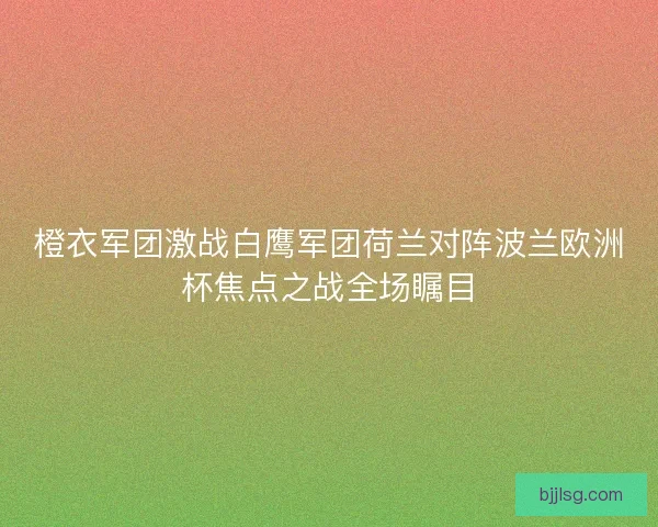 橙衣军团激战白鹰军团荷兰对阵波兰欧洲杯焦点之战全场瞩目 橙衣军团激战白鹰军团荷兰对阵波兰欧洲杯焦点之战全场瞩目