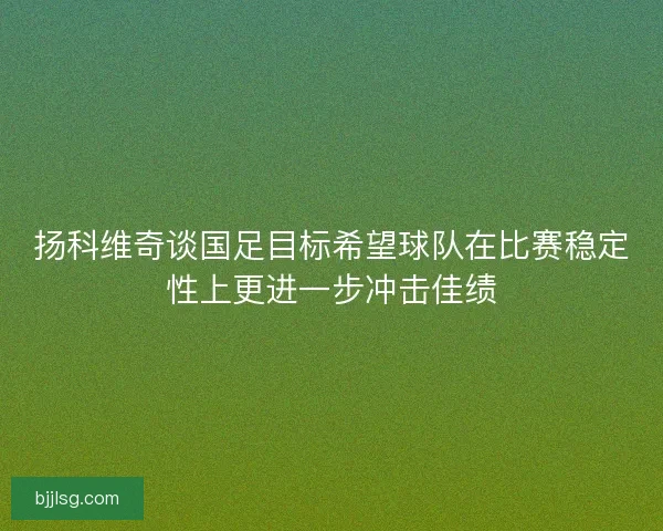 扬科维奇谈国足目标希望球队在比赛稳定性上更进一步冲击佳绩 扬科维奇谈国足目标希望球队在比赛稳定性上更进一步冲击佳绩
