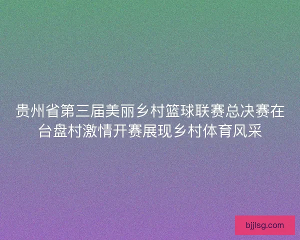 贵州省第三届美丽乡村篮球联赛总决赛在台盘村激情开赛展现乡村体育风采 贵州省第三届美丽乡村篮球联赛总决赛在台盘村激情开赛展现乡村体育风采